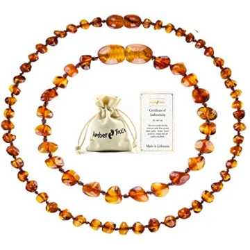 Elegant Baltic Amber Necklace and Bracelet Set for Teething Relief and Fashion