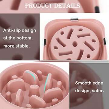 Slow Feeder Bowl, DotPet Fun Interactive Feeder Bloat Stop Dog Bowl Preventing Feeder Anti Gulping Drink Water Bowl Fan Shape Healthy Eating Diet for Puppy Dog Pet (Blue)