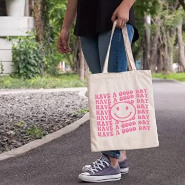 Kimoli Canvas Tote Bag Stylish Floral Aesthetic Shopping