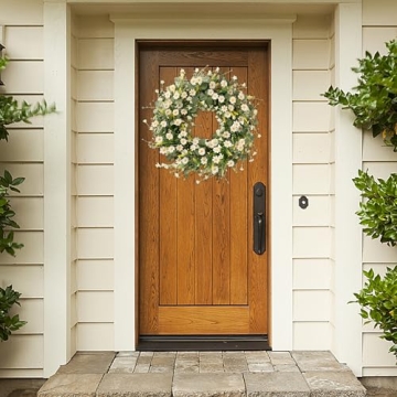 Sggvecsy White Daisy Wreath 24 Inch for Front Door