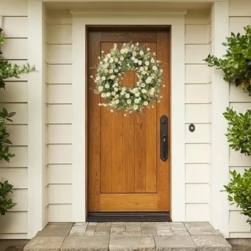 Sggvecsy White Daisy Wreath 24 Inch for Front Door