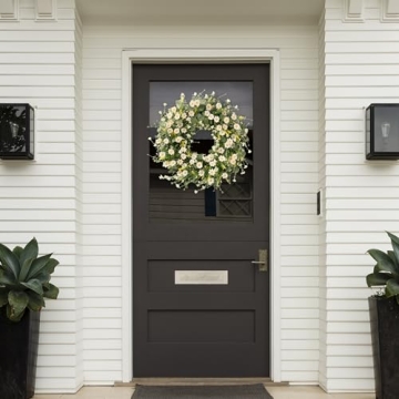 Sggvecsy White Daisy Wreath 24 Inch for Front Door