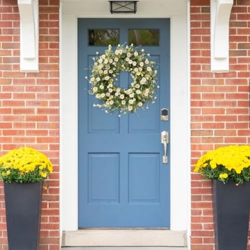 Sggvecsy White Daisy Wreath 24 Inch for Front Door