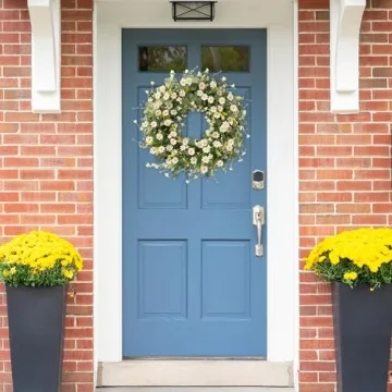 Sggvecsy White Daisy Wreath 24 Inch for Front Door