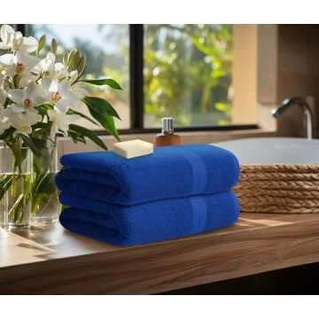 Avalon Towels Luxury 8 Piece Towels Set, 2 Bath Towels, 2 Hand Towels and 4 Washcloths, 600 GSM 100% Ring Spun Cotton Highly Absorbent Bathroom Towel Set, Ideal for Hotel, Spa and Gym (Royal Blue)
