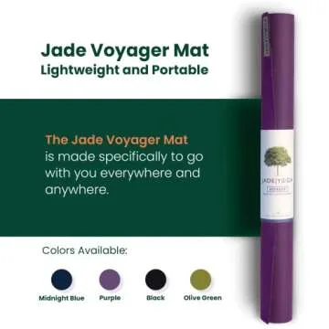 JadeYoga Voyager Yoga Mat - Lightweight & Portable Rubber Yoga Mat - Non-Slip Exercise Mat for Women...