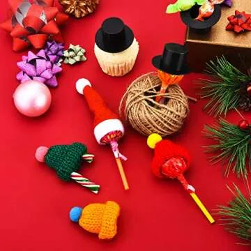 WILLBOND 120 Mini Christmas Knit Hats for Festive Crafts