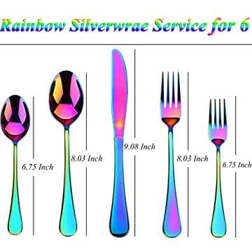 Colorful Flatware Set 30 Piece, Stainless Steel Rainbow Silverware Cutlery Set for 6, Utensils Set I...