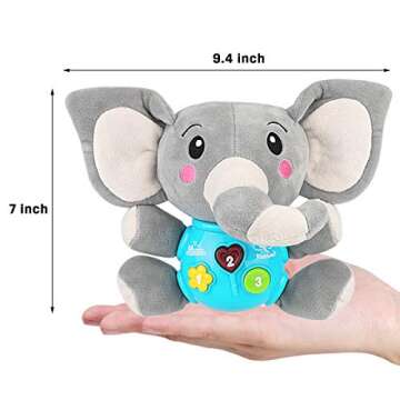 Aitbay Plush Elephant Music Baby Toys 0 to 6 Months, Cute Stuffed Animal Light Up Baby Toys Newborn Baby Musical Toys for Infant Babies Boys & Girls Toddlers 6 to 12 Months