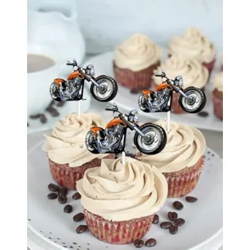 Motorcycle Cupcake Toppers for Racing Themed Parties