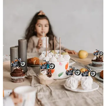 Motorcycle Cupcake Toppers for Racing Themed Parties