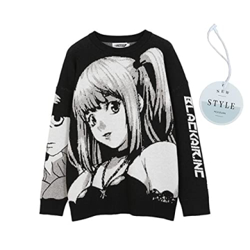 PEXIZUAN Goth Oversized Anime Sweater for Women