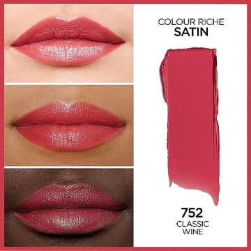 L’Oréal Paris Colour Riche Original Creamy, Hydrating Satin Lipstick with Argan Oil and Vitamin E...