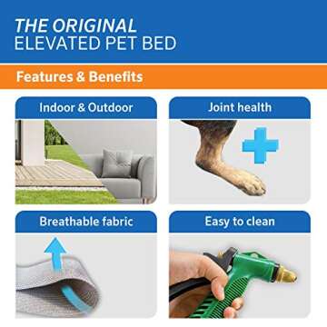 Coolaroo The Original Cooling Elevated Dog Bed, Indoor and Outdoor, Large, Nutmeg