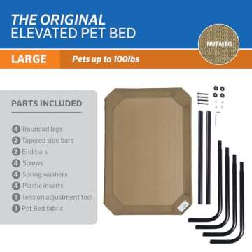 Coolaroo The Original Cooling Elevated Dog Bed, Indoor and Outdoor, Large, Nutmeg