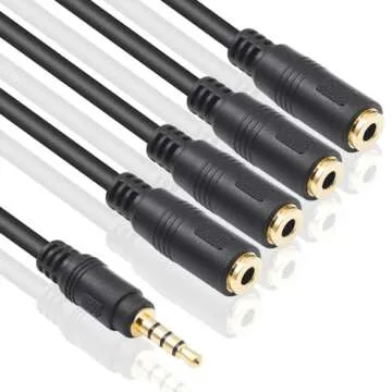Poyiccot Audio Splitter: 1 to 4 Headphone Cable