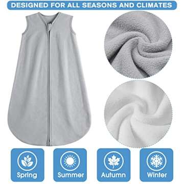 BSTOPPT Micro-Fleece Baby Sleep Sack 18-24 Months All Season Baby Sleeping Bag 2-Way Zipper Toddler Wearable Blankets 2Pack Warm Soft Plush 1.5 TOG sleep sack