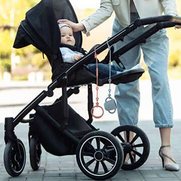 Toy Safety Straps, Silicone Pacifier Clips, Adjustable Stretchable Sippy Cup Straps for Strollers, H...