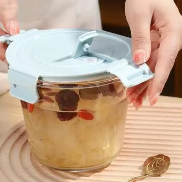 X.SSTTXN 24oz-4pc Round Glass Food Storage Containers set, Glass Soup Containers With Lids, Leak-proof Soup Stew Food Storage & Meal Prep Container,Heat-Resistant BPA-Free, Microwave Freezer Safe