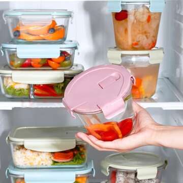 X.SSTTXN 24oz-4pc Round Glass Food Storage Containers set, Glass Soup Containers With Lids, Leak-proof Soup Stew Food Storage & Meal Prep Container,Heat-Resistant BPA-Free, Microwave Freezer Safe
