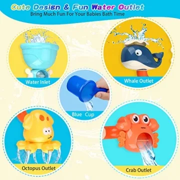 Interactive Bath Toys for Toddlers Fun Water Pipes & Animal Sprayers