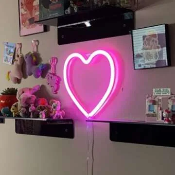 Pink Heart Neon Sign for Bedroom Decoration,Heart Led Light Sign 8.7×8.7 Inch Battery/USB Powered Romantic Love Heart Neon Light Lamp for Wall Decor Art Kids Girl Room Wedding Party Valentine's Day
