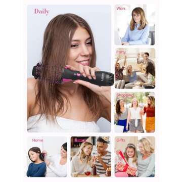 Hair Dryer Brush Blow Dryer Brush in One - One-Step Hot Air Brush with 60 mm Oval Barrel - 4 in 1 HairDryer Styler and Volumizer for Drying Straightening Curling Volumizing Hair