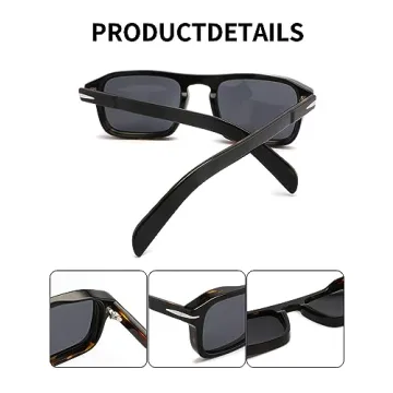 Baililai Small Rectangular Polarized Sunglasses for Men and Women with 100% UV Protection and HD Lens - Model 1404 (tortoiseshell)