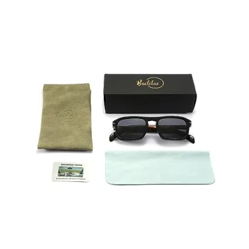 Baililai Small Rectangular Polarized Sunglasses for Men and Women with 100% UV Protection and HD Lens - Model 1404 (tortoiseshell)