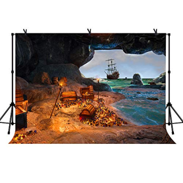 LYLYCTY 7x5ft Treasure Chest Photography Backdrop - Nautical Marine Theme