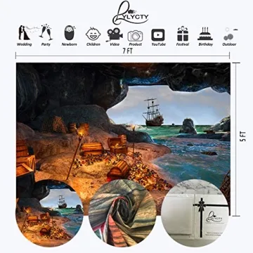 LYLYCTY 7x5ft Treasure Chest Photography Backdrop