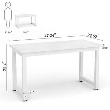 Tribesigns Modern Simple Computer Desk, 47 inch Office Desk Computer Table, Study Writing Study Desk for Home Office, White