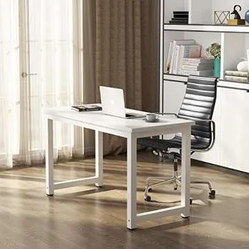Tribesigns Modern Simple Computer Desk, 47 inch Office Desk Computer Table, Study Writing Study Desk for Home Office, White