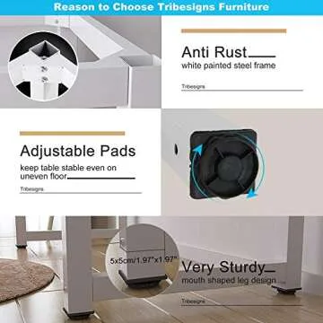 Tribesigns Modern Simple Computer Desk, 47 inch Office Desk Computer Table, Study Writing Study Desk for Home Office, White