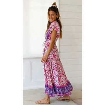 R.Vivimos Women's Floral Cotton Flowy Dress for Summer