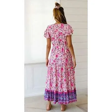 R.Vivimos Women's Floral Cotton Flowy Dress for Summer
