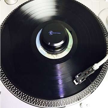 Vinyl Record Weight LP Stabilizer – Turntable Clamp by Record-Happy 15oz HiFi Premium Aluminum Audiophile Grade Vibration Reducer with Soft Base Pad for Optimal Audio and Performance of your R. Player