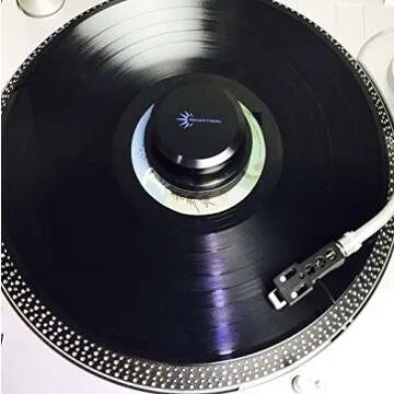 Vinyl Record Weight LP Stabilizer – Turntable Clamp by Record-Happy 15oz HiFi Premium Aluminum Audiophile Grade Vibration Reducer with Soft Base Pad for Optimal Audio and Performance of your R. Player