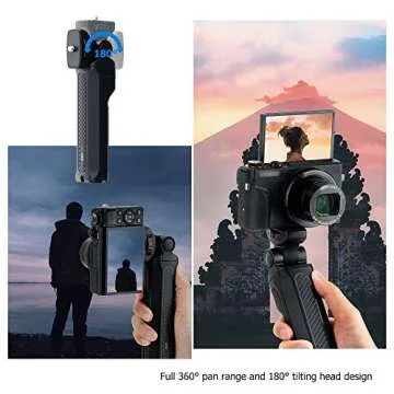 Portable Camera Mini Shooting Grip Tripod for Sony ZV-E10 ZV-1 A6700 A6600 A6500 A6400 A6300 A6100 A7C RX100VII for Canon R7 R10 R50 R100 M200 M6 M50 Mark II G7XIII for Panasonic G85 for Nikon Z50 Z30