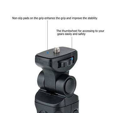 Portable Camera Mini Shooting Grip Tripod for Sony ZV-E10 ZV-1 A6700 A6600 A6500 A6400 A6300 A6100 A7C RX100VII for Canon R7 R10 R50 R100 M200 M6 M50 Mark II G7XIII for Panasonic G85 for Nikon Z50 Z30