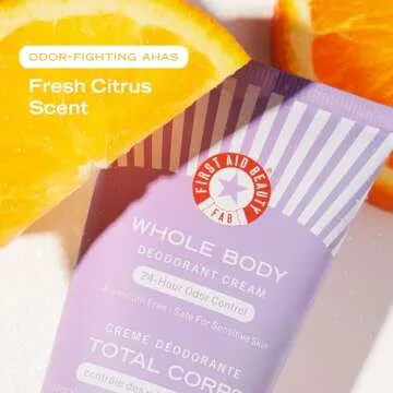 First Aid Beauty Whole Body Deodorant Cream | Control Unwanted Body Odor for an All-day Fresh Feel, Dermatologist & Gynecologist Tested Safe on Sensitive Skin, Gluten, Nano, and Parthenolide Free, 3oz