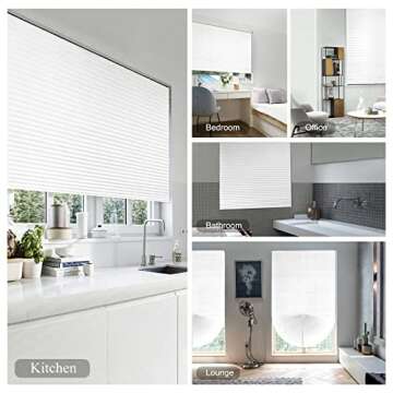 Blinds for Windows Cordless Blinds Temporary Shades Paper Blinds No Drill Mini Blinds Black Out Blinds for Window of Bedroom,Bathroom,Kitchen Office (White-Semi Shading, 23.6 * 59"(60 * 150cm))