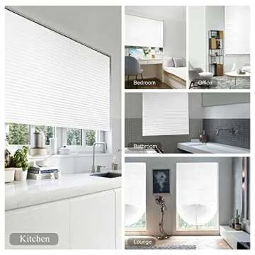 Blinds for Windows Cordless Blinds Temporary Shades Paper Blinds No Drill Mini Blinds Black Out Blinds for Window of Bedroom,Bathroom,Kitchen Office (White-Semi Shading, 23.6 * 59"(60 * 150cm))