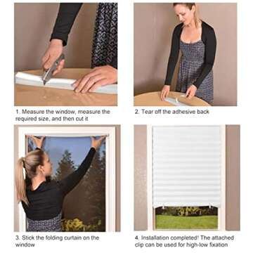 Blinds for Windows Cordless Blinds Temporary Shades Paper Blinds No Drill Mini Blinds Black Out Blinds for Window of Bedroom,Bathroom,Kitchen Office (White-Semi Shading, 23.6 * 59"(60 * 150cm))