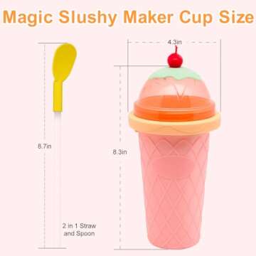 Slushie Maker Cup - DIY Magic Quick Frozen Smoothies Cups for Homemade Milk Shake Ice Cream Maker Double Layer Squeeze Slushy Maker Cu p, Birthday Gifts for Kids,Friends,Family
