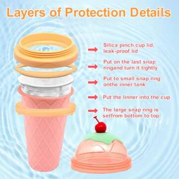 Slushie Maker Cup - DIY Magic Quick Frozen Smoothies Cups for Homemade Milk Shake Ice Cream Maker Double Layer Squeeze Slushy Maker Cu p, Birthday Gifts for Kids,Friends,Family