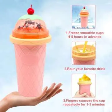 Slushie Maker Cup - DIY Magic Quick Frozen Smoothies Cups for Homemade Milk Shake Ice Cream Maker Double Layer Squeeze Slushy Maker Cu p, Birthday Gifts for Kids,Friends,Family
