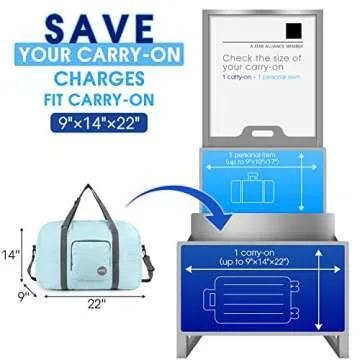 WANDF for Alaska Airlines 22" Foldable Travel Duffle Bag for Travel Gym Sports Weekender Bag (22 inches (50 Liter), Meet Green Denis 22"), Denim Mint Green 22", 22 inches (50 Liter)