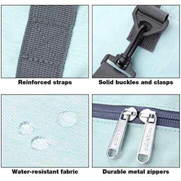 WANDF for Alaska Airlines 22" Foldable Travel Duffle Bag for Travel Gym Sports Weekender Bag (22 inches (50 Liter), Meet Green Denis 22"), Denim Mint Green 22", 22 inches (50 Liter)