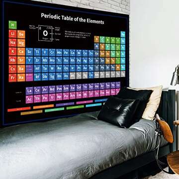 Riyidecor Periodic Table Tapestry 80WX60L Inch Chemistry Elements Educational Scientific Teachers School Student Cool Aesthetic Practical Family Cute Symbols Wall Hanging Living Room Bedroom Decor
